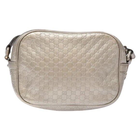 GUCCI Micro GG Canvas Guccissima Shoulder Bag Leather Silver 309538 Auth 135358 - Picture 2 of 16